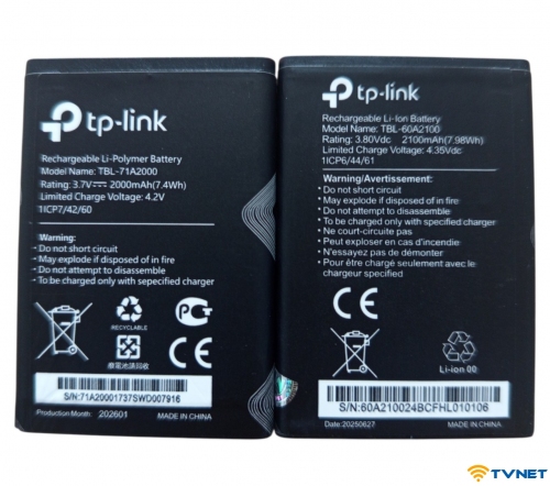 Pin Tp-link M7000 TBL-71A2000, TBL-71B2000, TBL-60A2100, TBL-65A2150 dung lượng 2000mAh. Pin mới bảo hành 1 đổi 1