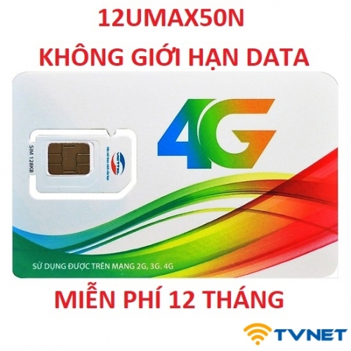 Sim 4G Viettel 12Umax50n Max DATA miễn phí 12 tháng không phải nạp tiền. Siêu Hot